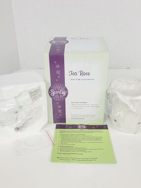 Scentsy Tea Rose Plug-In Warmer — White and Purple Accent Box
